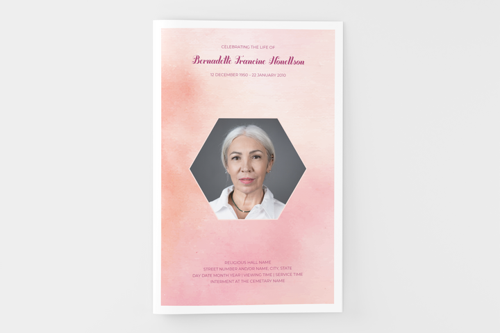 Pink Cloud Funeral Program Template 8-Page Small