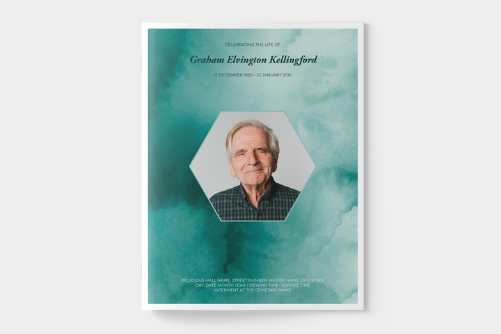 Green Watercolor Funeral Program Template 8-Page Large