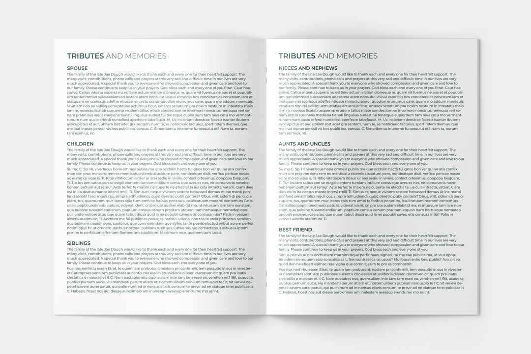 Green Watercolor Funeral Program Template 8-Page Large