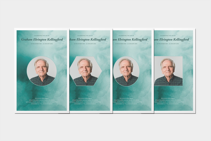 Green Watercolor Funeral Program Template 8-Page Small