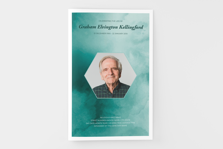 Green Watercolor Funeral Program Template 8-Page Small