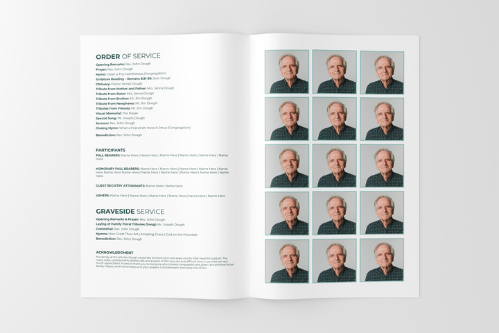 Green Watercolor Funeral Program Template 4-Page Small