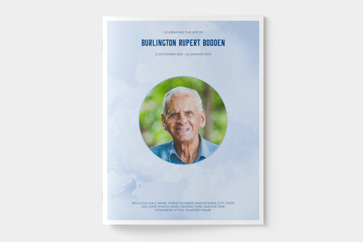 Blue Sky Funeral Program Template 8-Page Large