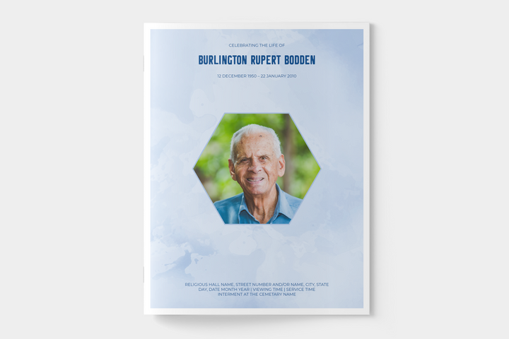 Blue Sky Funeral Program Template 8-Page Large