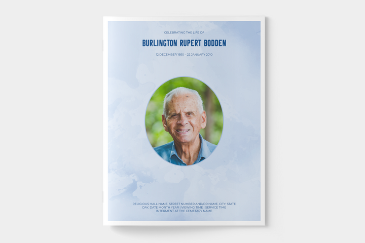 Blue Sky Funeral Program Template 12-Page Large