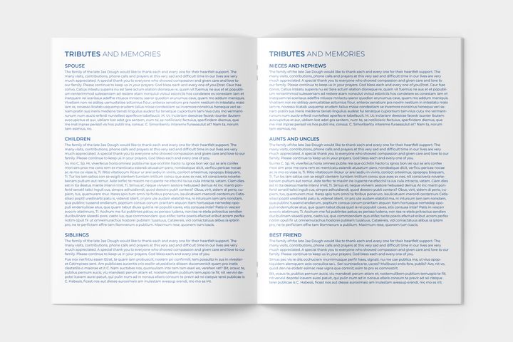 Blue Sky Essential 4-Piece Funeral Template Bundle | Large 8-Page Program, Slideshow, Invitation, Thank You Card