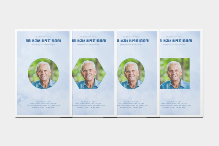 Crea un piccolo programma funebre/commemorativo personalizzato di 4 pagine con il nostro modello digitale stampabile 1007