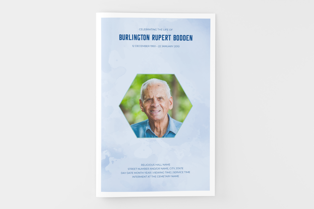 Blue Sky Funeral Program Template 8-Page Small