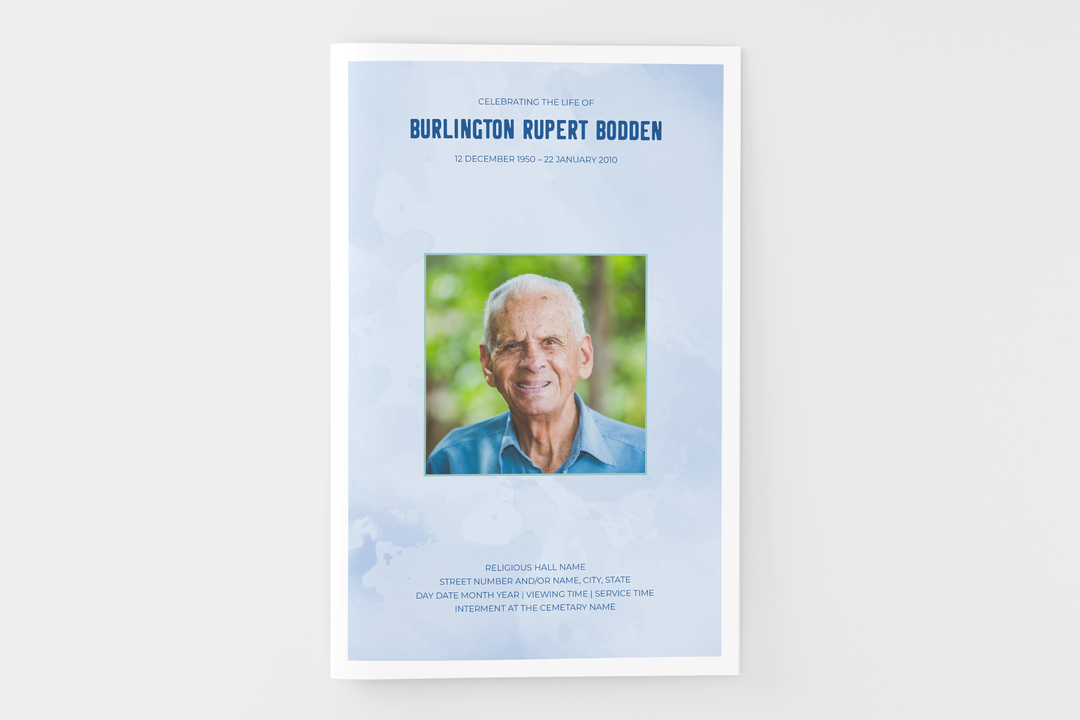 Blue Sky Funeral Program Template 8-Page Small