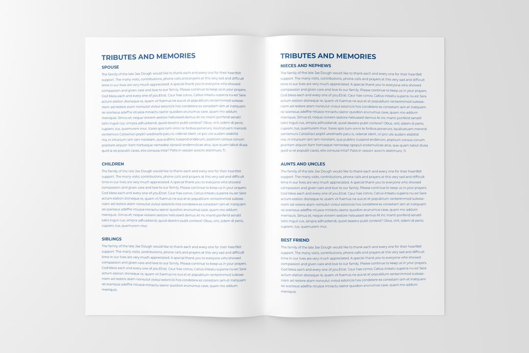 Blue Sky Funeral Program Template 8-Page Small