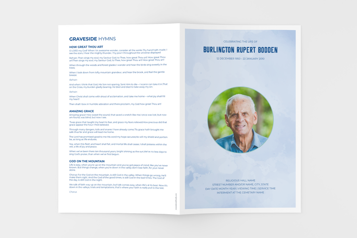 Blue Sky Funeral Program Template 8-Page Small