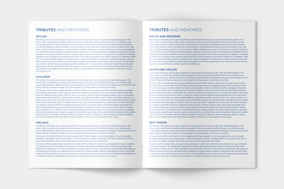 Minimalist Funeral Program Template 8-Page Large