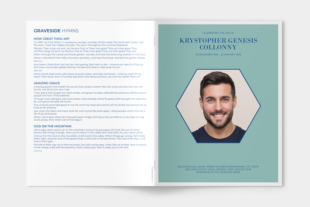 Minimalist Essential 4-Piece Funeral Template Bundle | Large 8-Page Program, Slideshow, Invitation, Thank You Card