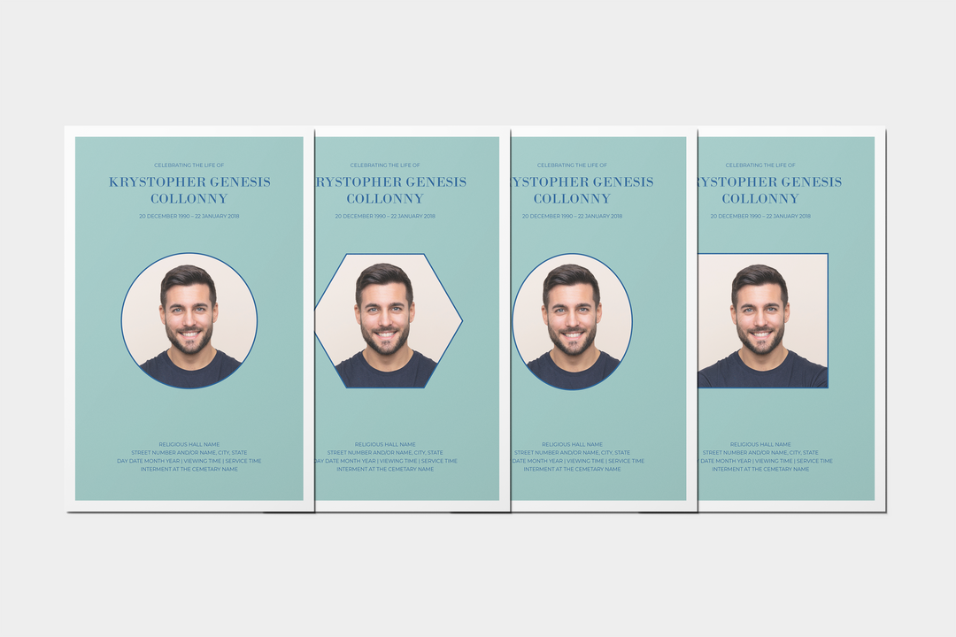 Minimalist Deluxe 8-Piece Funeral Template Bundle | Small 4-Page Program, Slideshow, Death Announcement, Invitation, Bookmark Welcome Sign, Share-a-Memory Set, Thank You Card