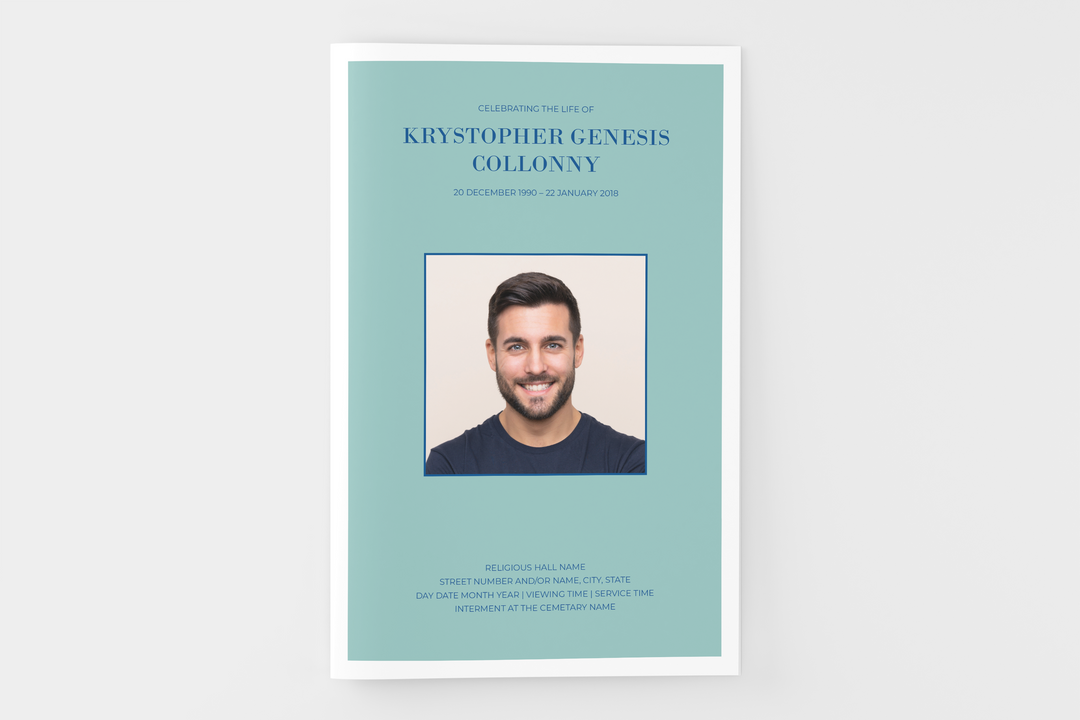 Minimalist Funeral Program Template 8-Page Small