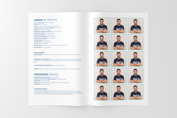 Minimalist Funeral Program Template 8-Page Small