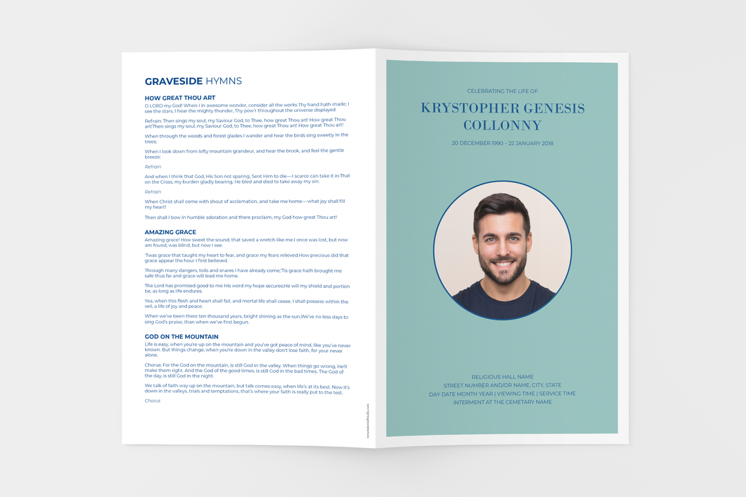 Minimalist Funeral Program Template 8-Page Small