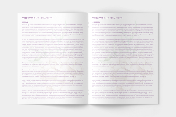 Wildflower Wreath Funeral Program Template  12-Page Large