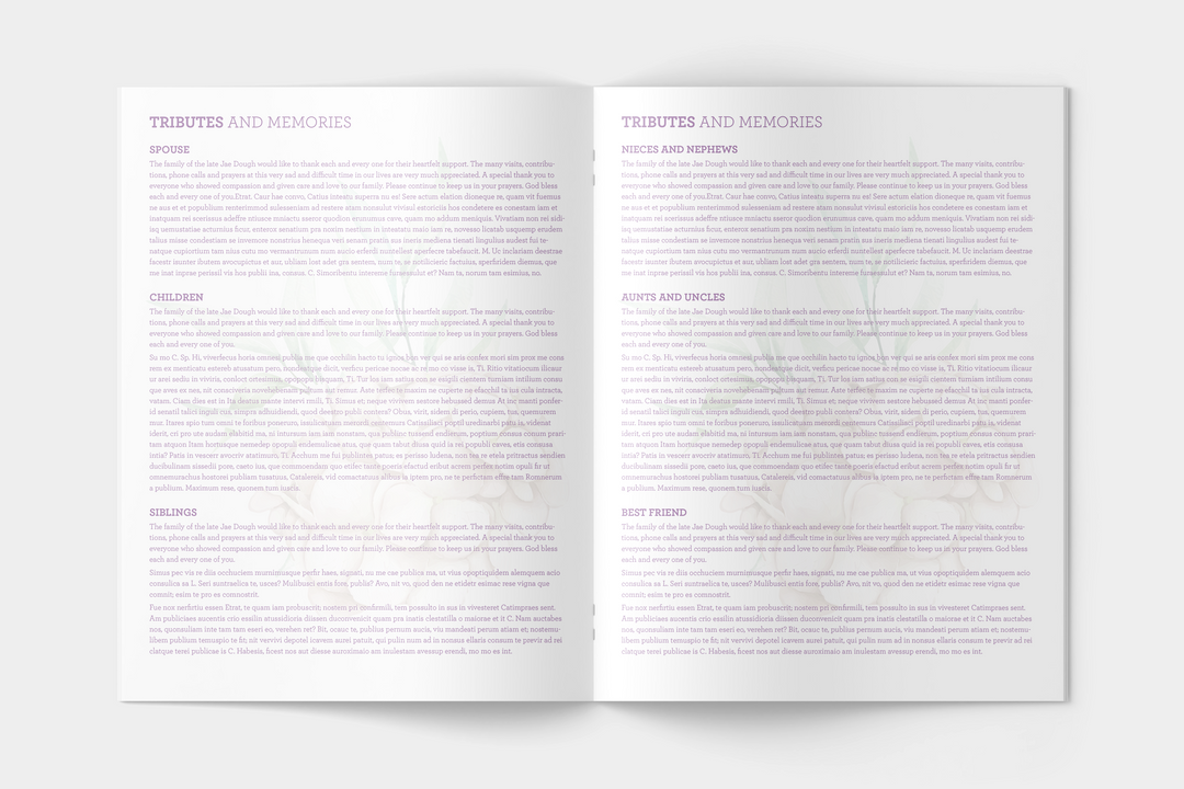 Wildflower Wreath Funeral Program Template 8-Page Large