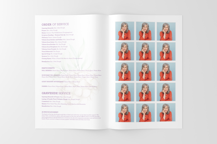 Wildflower Wreath Funeral Program Template 4-Page Small