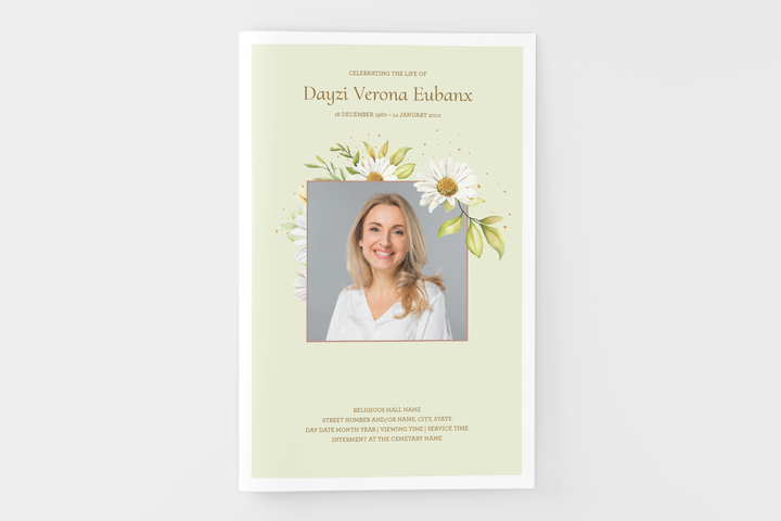Daisy Funeral Program Template 8-Page Small