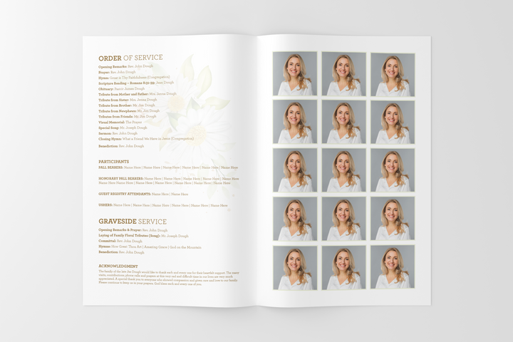 Daisy Funeral Program Template 8-Page Small