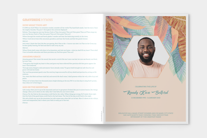 Vibrant Leaf Funeral Program Template 8-Page Large