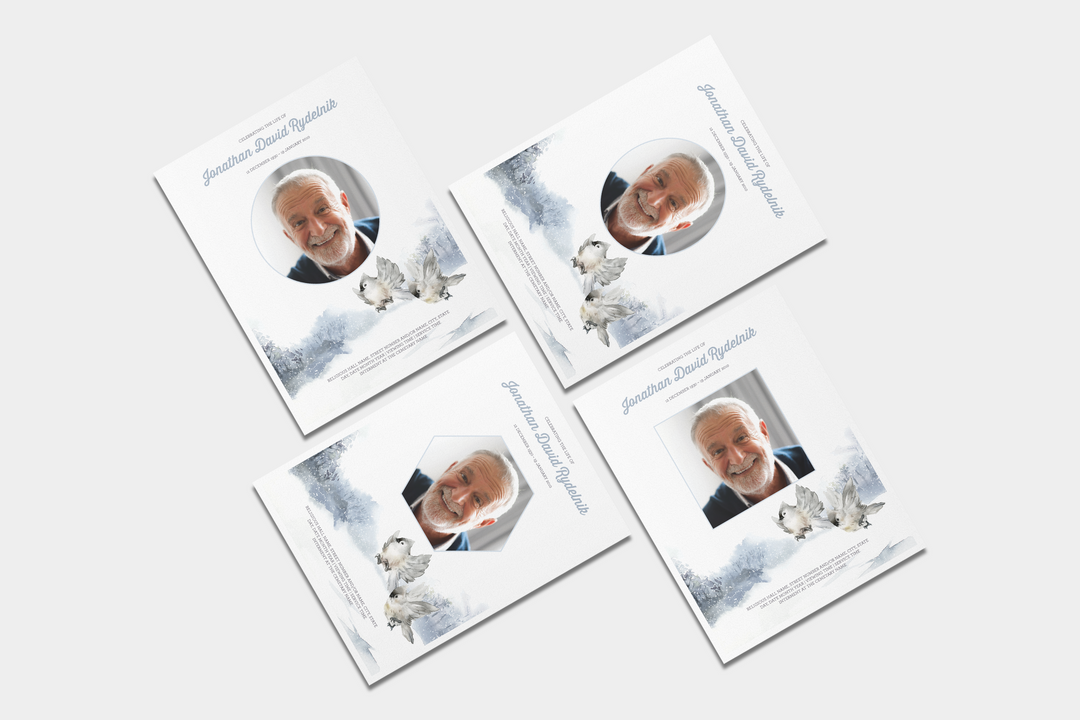 Winter Bird Funeral Program Template 12-Page Large