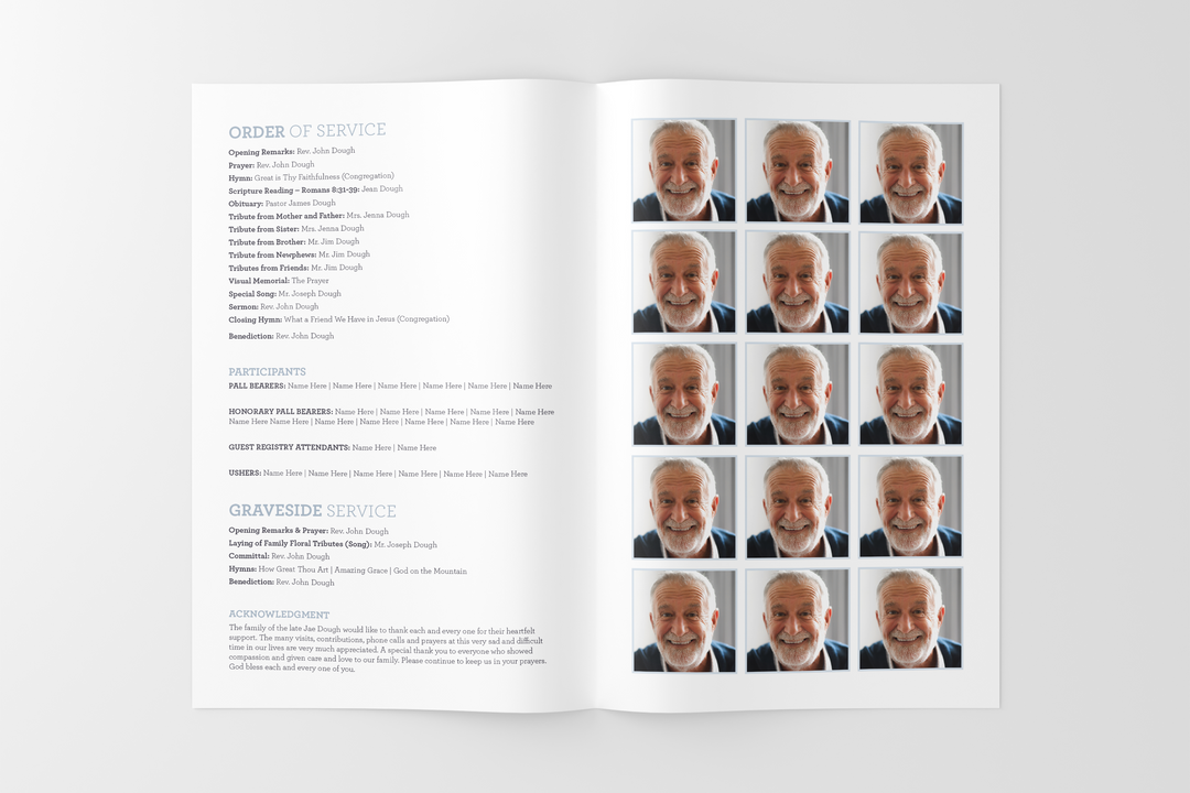 Winter Bird Funeral Program Template 4-Page Small
