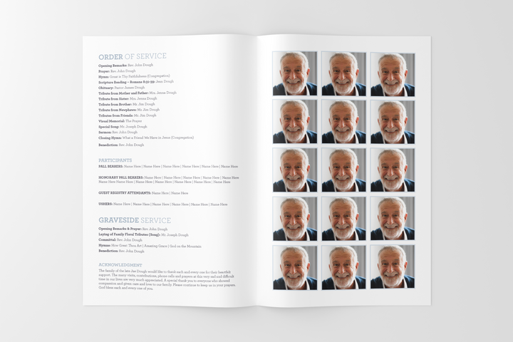 Winter Bird Funeral Program Template 4-Page Small
