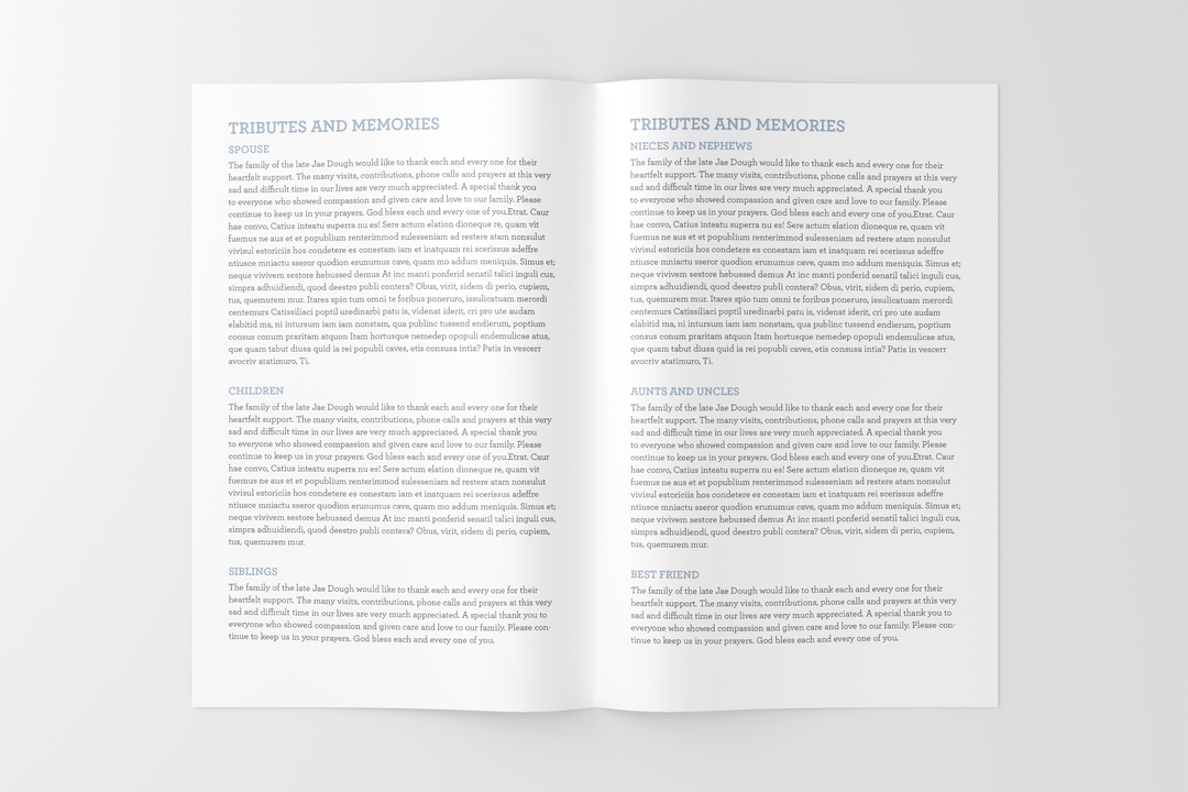 Winter Bird Funeral Program Template 8-Page Small