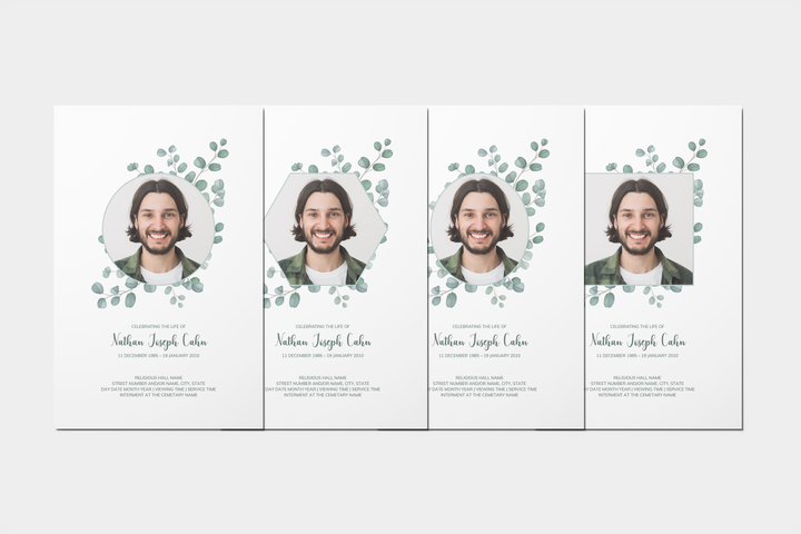 Eucalyptus Funeral Program Template 8-Page Small