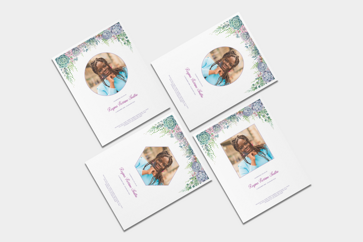Lush Succulent Funeral Program Template 12-Page Large