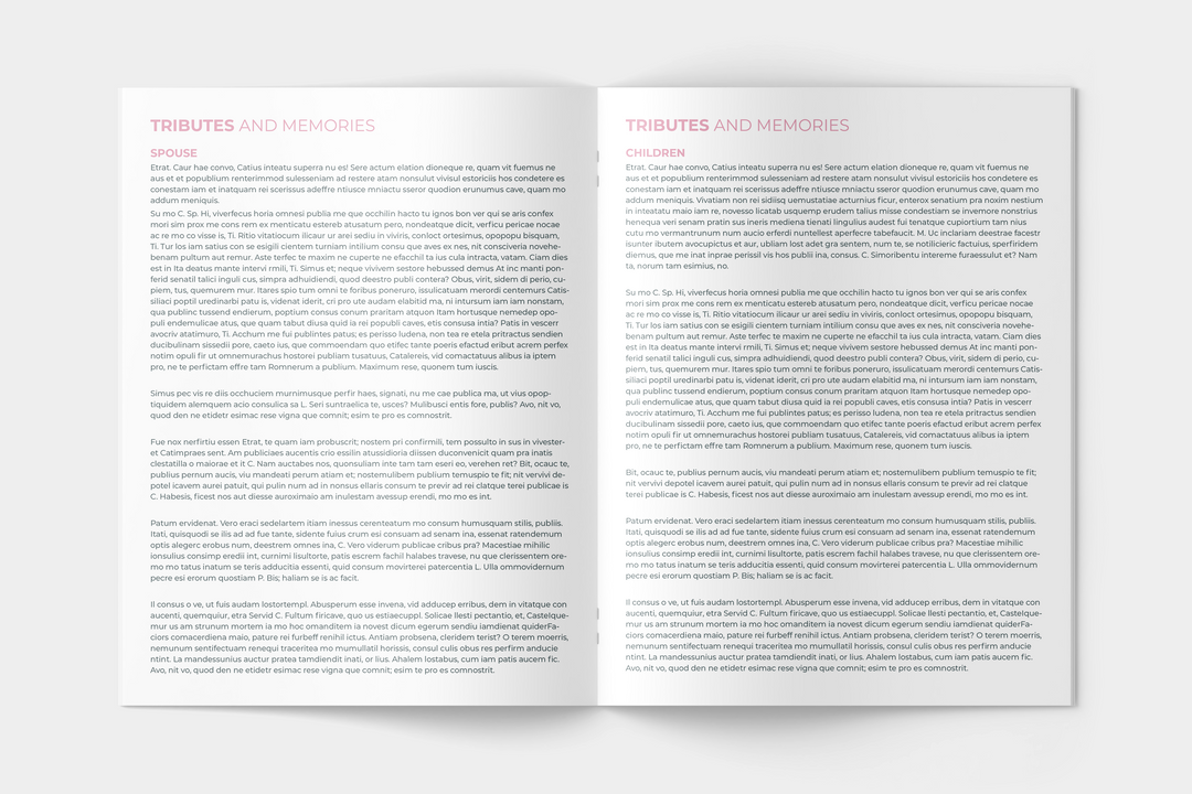 Red and Pink Floral Funeral Program Template 12-Page Large