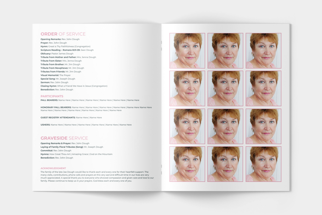 Essential 4-Vorlagenpaket: Anpassbare Bestattungs- und Gedenkvorlagen: 12-seitiges Programm, Diashow, Einladungen und Dankeskarten – Erstellen Sie eine personalisierte Hommage, um das Leben und Vermächtnis Ihres geliebten Menschen zu ehren 1016